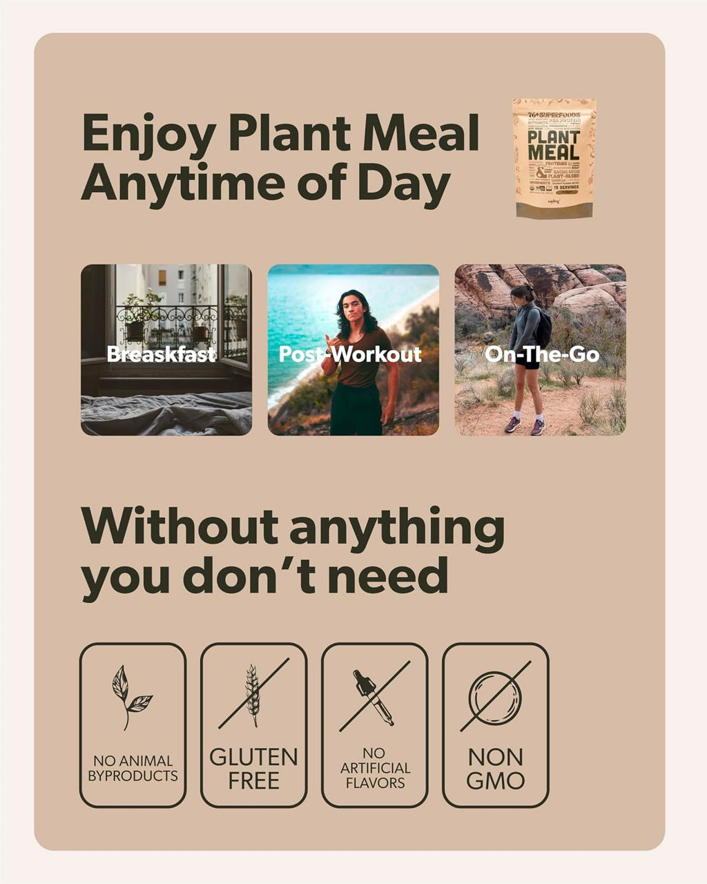 Plant Meal Replacement Shake - Chocolate - 25g of Plant Based Vegan Protein Powder, 76+ Organic Superfoods, Vitamins & Minerals, Mushrooms, Super Greens, Digestive Enzymes & Probiotics - 15 Servings