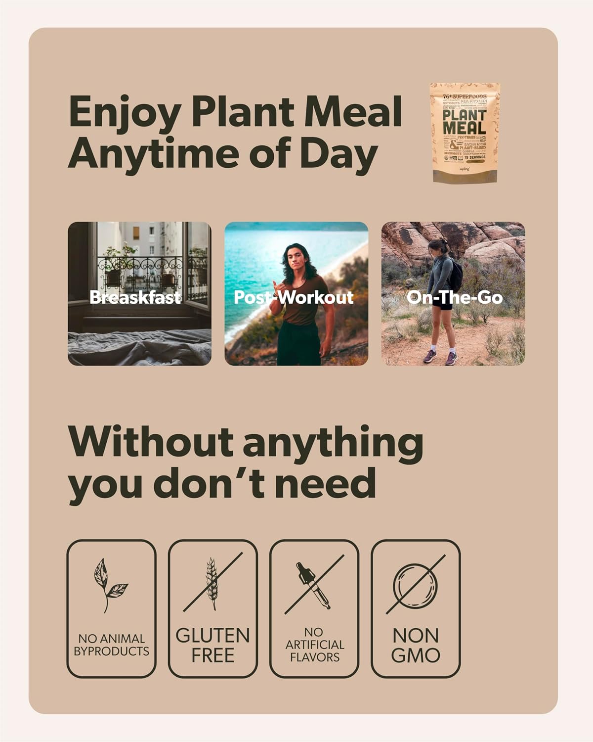 Plant Meal Replacement Shake - Chocolate - 25g of Plant Based Vegan Protein Powder, 76+ Organic Superfoods, Vitamins & Minerals, Mushrooms, Super Greens, Digestive Enzymes & Probiotics - 15 Servings
