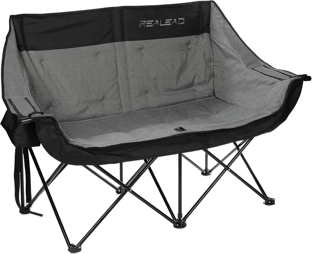 REALEAD Double Camping Chair Heavy Duty Camping Couch Support 650 lbs