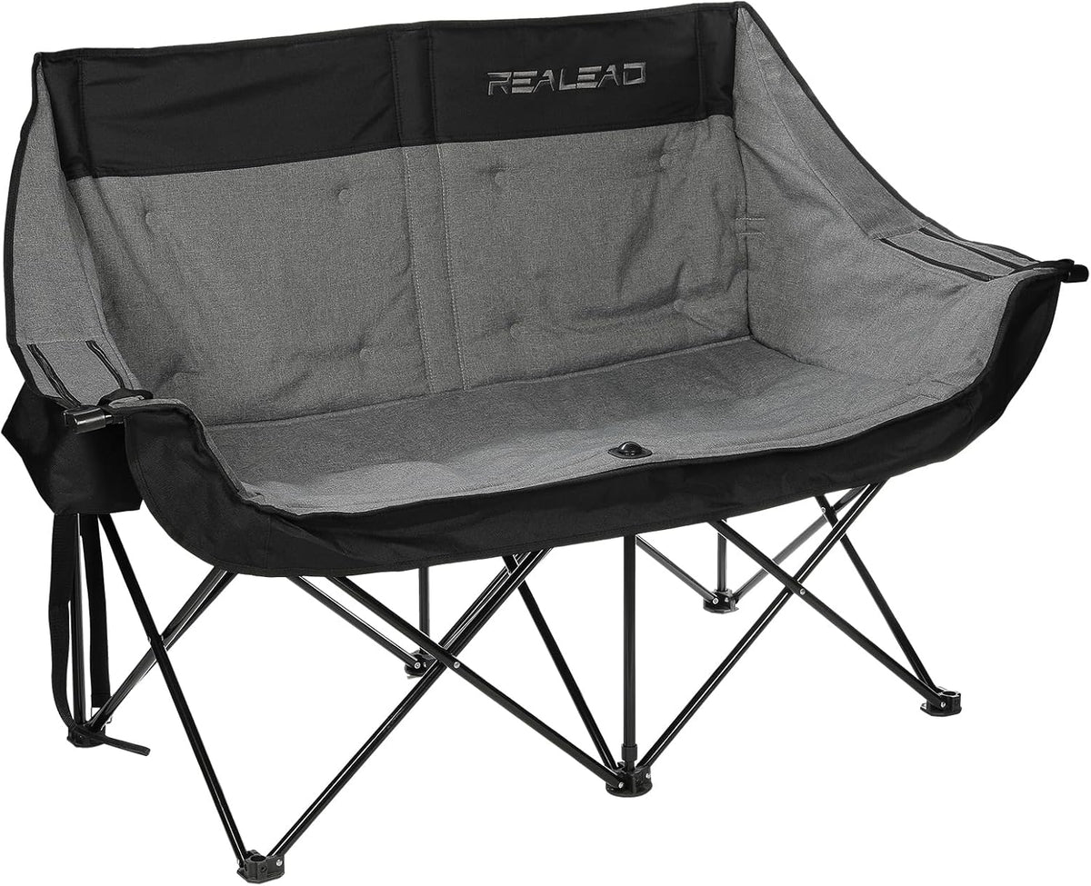 REALEAD Double Camping Chair Heavy Duty Camping Couch Support 650 lbs
