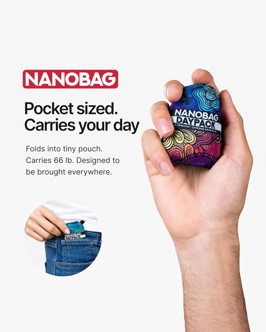 Nanobag Daypack 16L Ultralight Packable Foldable Travel Backpack for Hiking