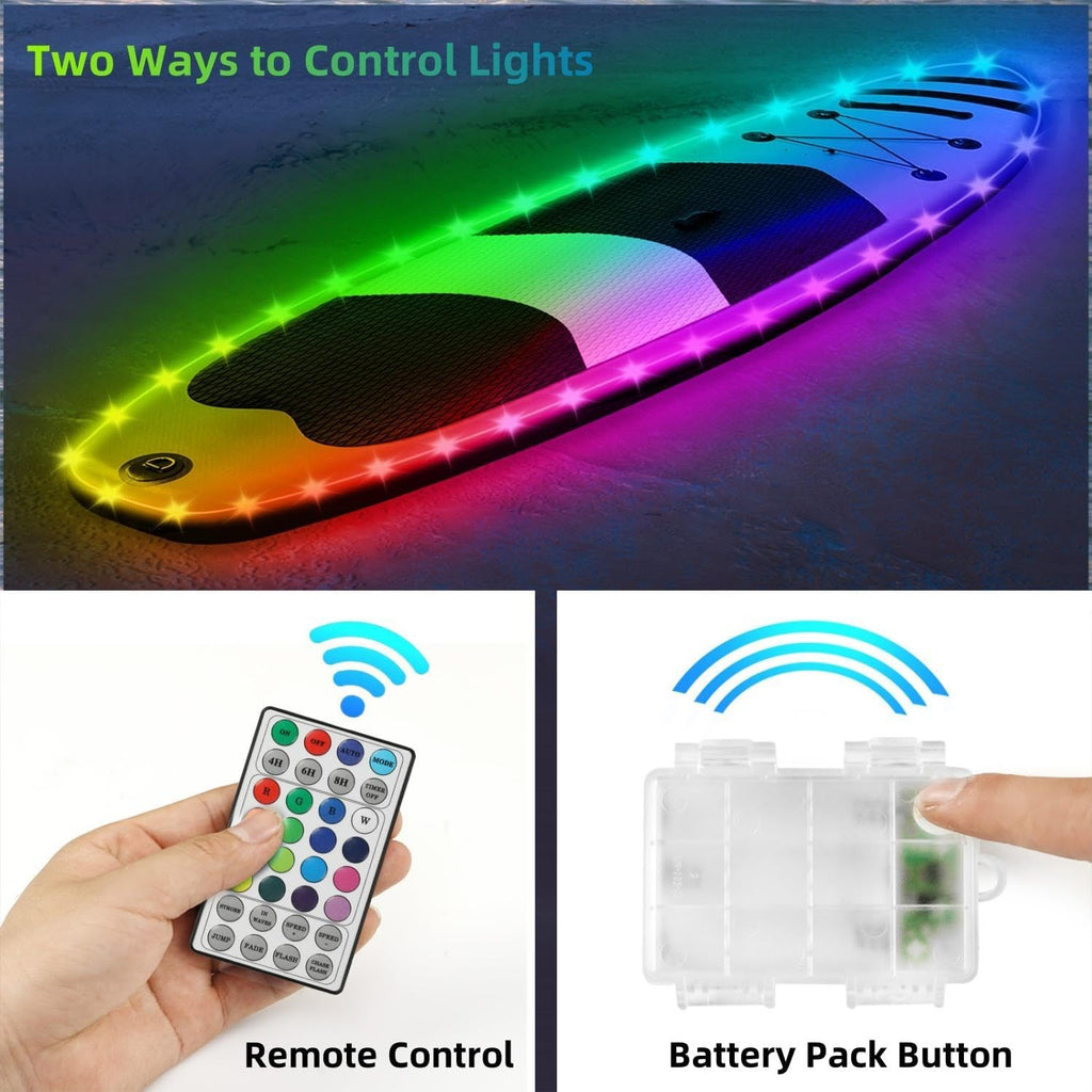 Kayak Paddle Board Lights Kit, IP68 Waterproof Dream Color SUP Glow Light with Remote, Battery Powered Kayak Lights for Night Kayaking SUP Canoes, Marine Pontoon Boats Light (26FT)