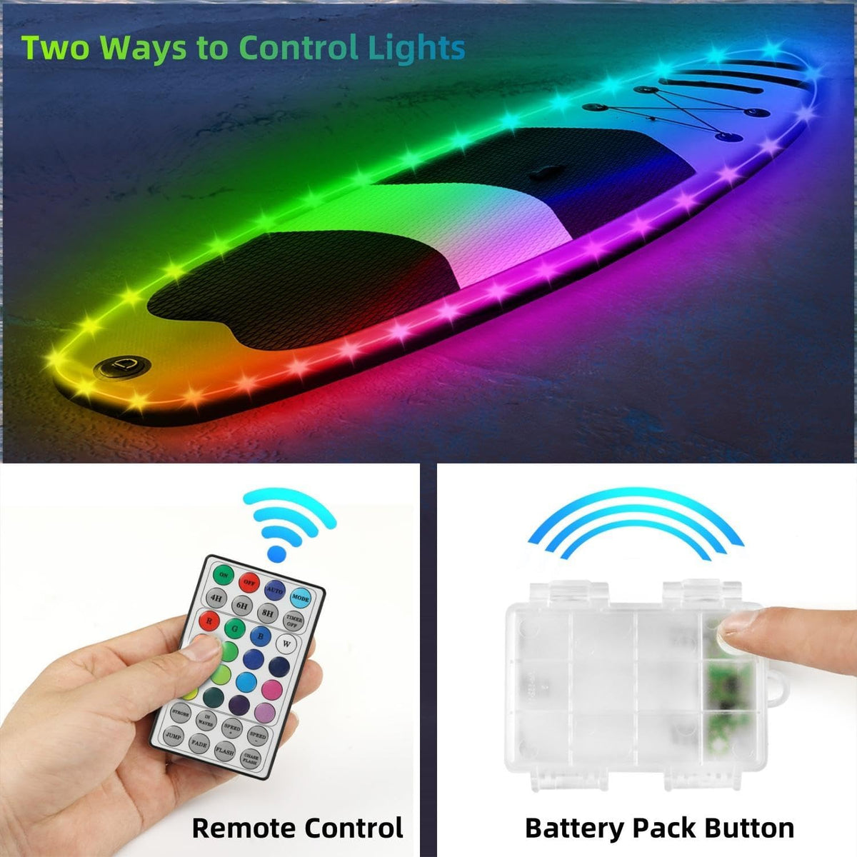 Kayak Paddle Board Lights Kit, IP68 Waterproof Dream Color SUP Glow Light with Remote, Battery Powered Kayak Lights for Night Kayaking SUP Canoes, Marine Pontoon Boats Light (26FT)