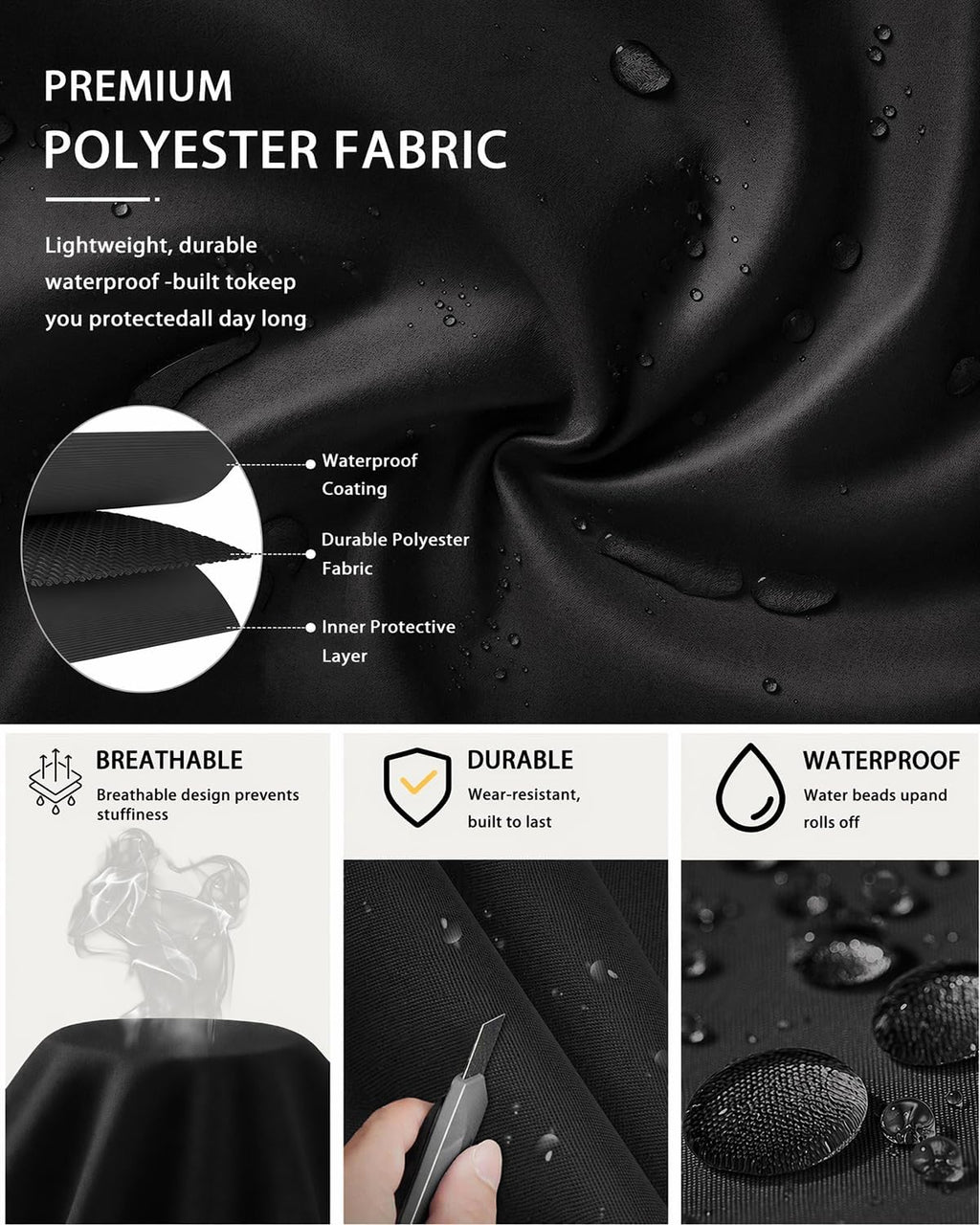 Rain Poncho Waterproof Full Body Long Hooded with Double-Face Visor Mask, Packable Raincoat for Cycling, Hiking