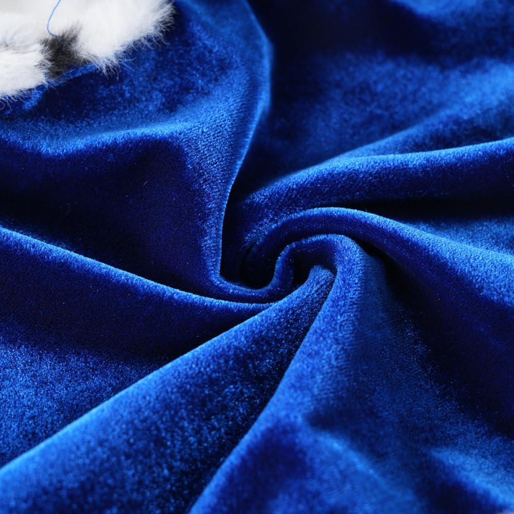 Lovelyshop Royal Velvet Pet Cloak with Fur Trim for Cats & Dogs, Blue, S