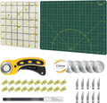 39 Pcs Rotary Cutter Set - Quilting Kit incl. 45mm Fabric Cutter, 5 Extra Rotary Blades, A4 Cutting Mat, Craft Knife Set, Quilting Ruler and Sewing Clips, Ideal for Crafting, Sewing, Patchworking