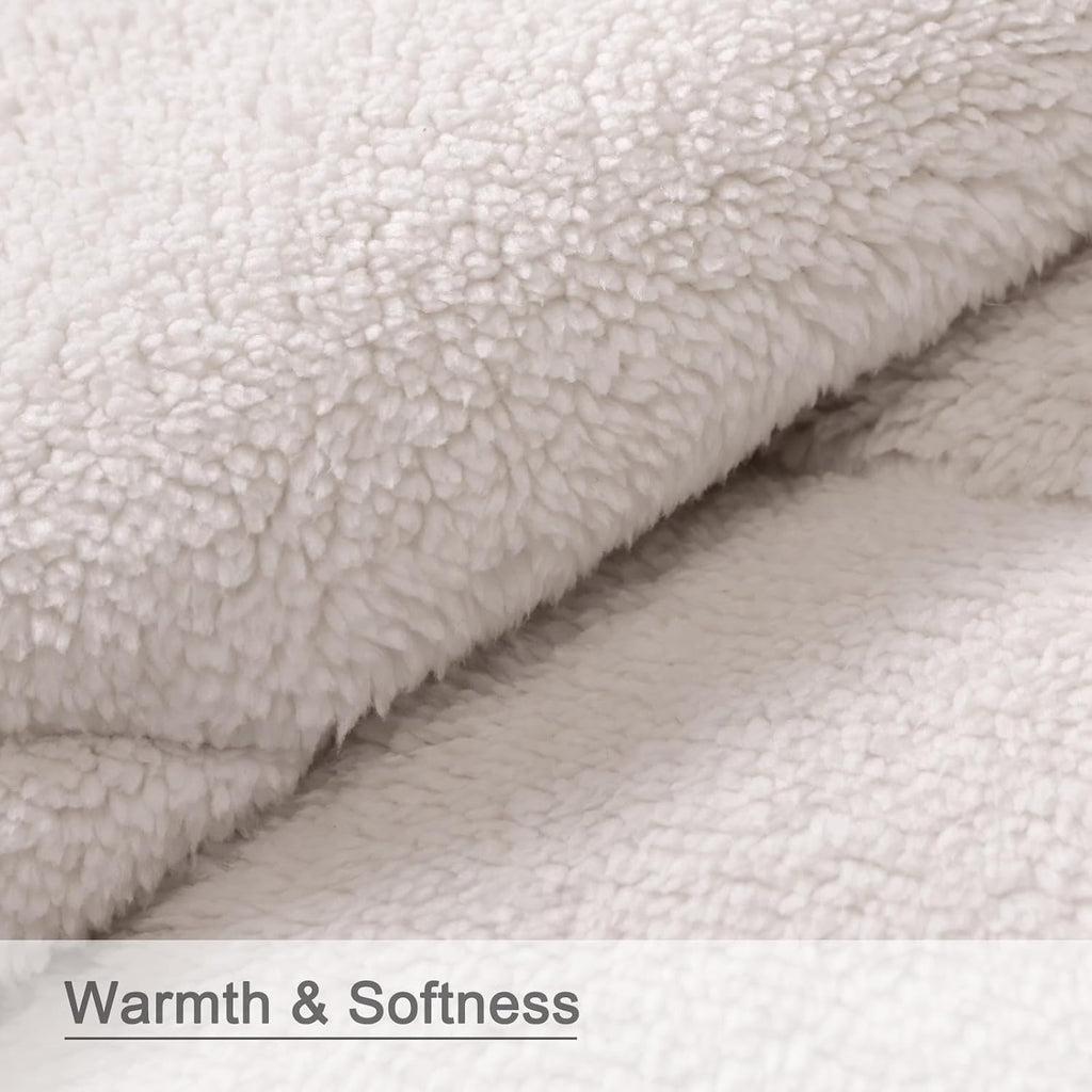 zzlamb Puffy Thick Outdoor Camping Blanket with Sherpa Lining 52x75in