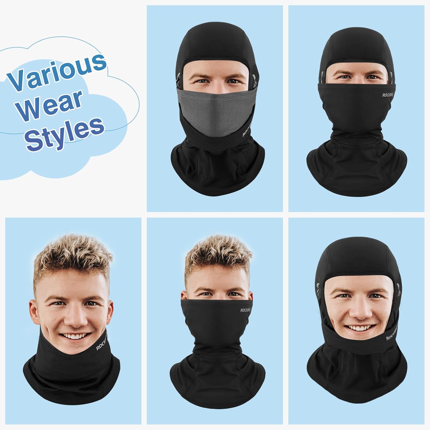 ROCKBROS Ski Mask Balaclava Cold Weather Scarf Thermal Winter Neck