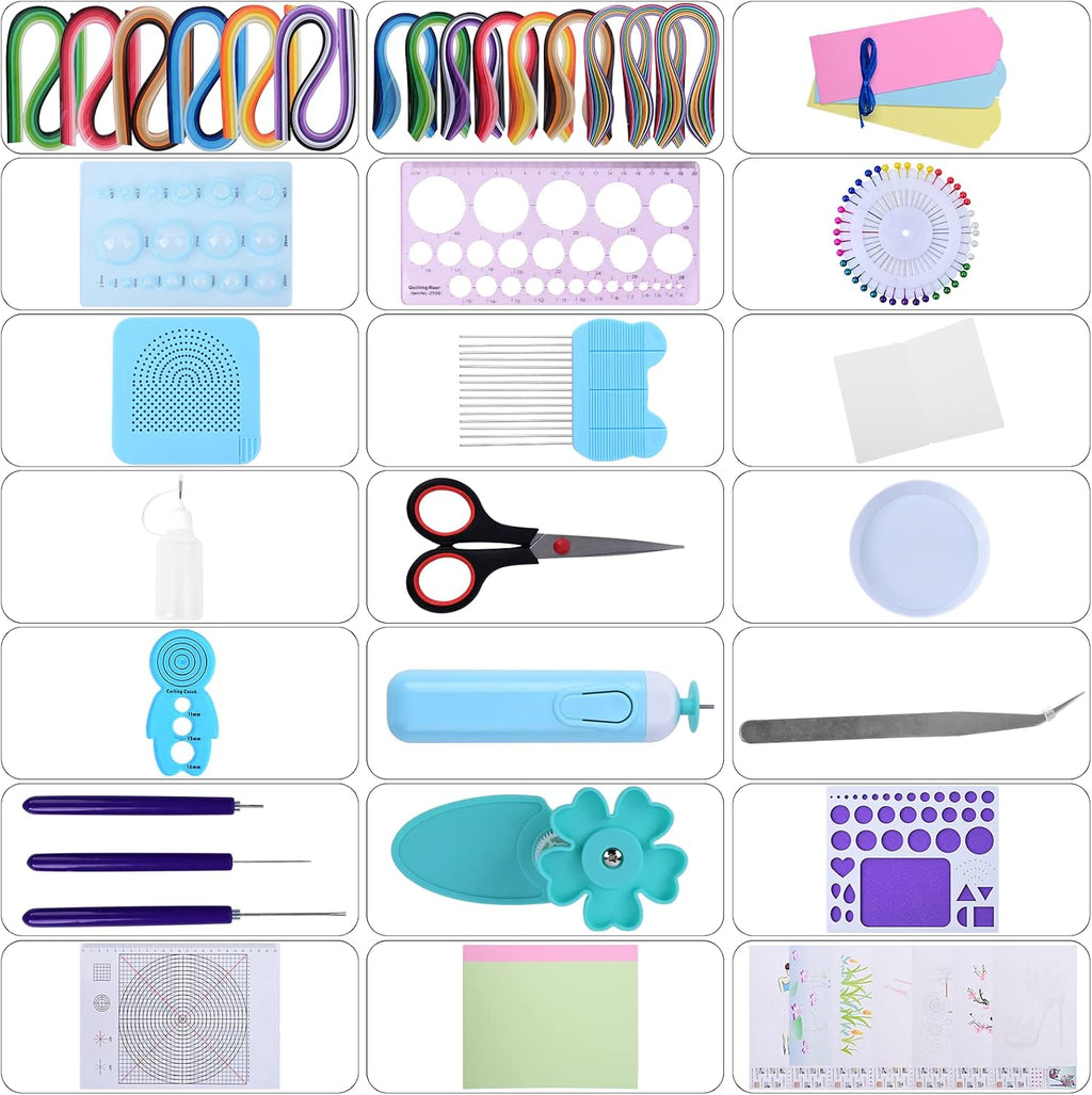 Complete Paper Quilling Kit with 1860 Strips, Electric Pen and Tools