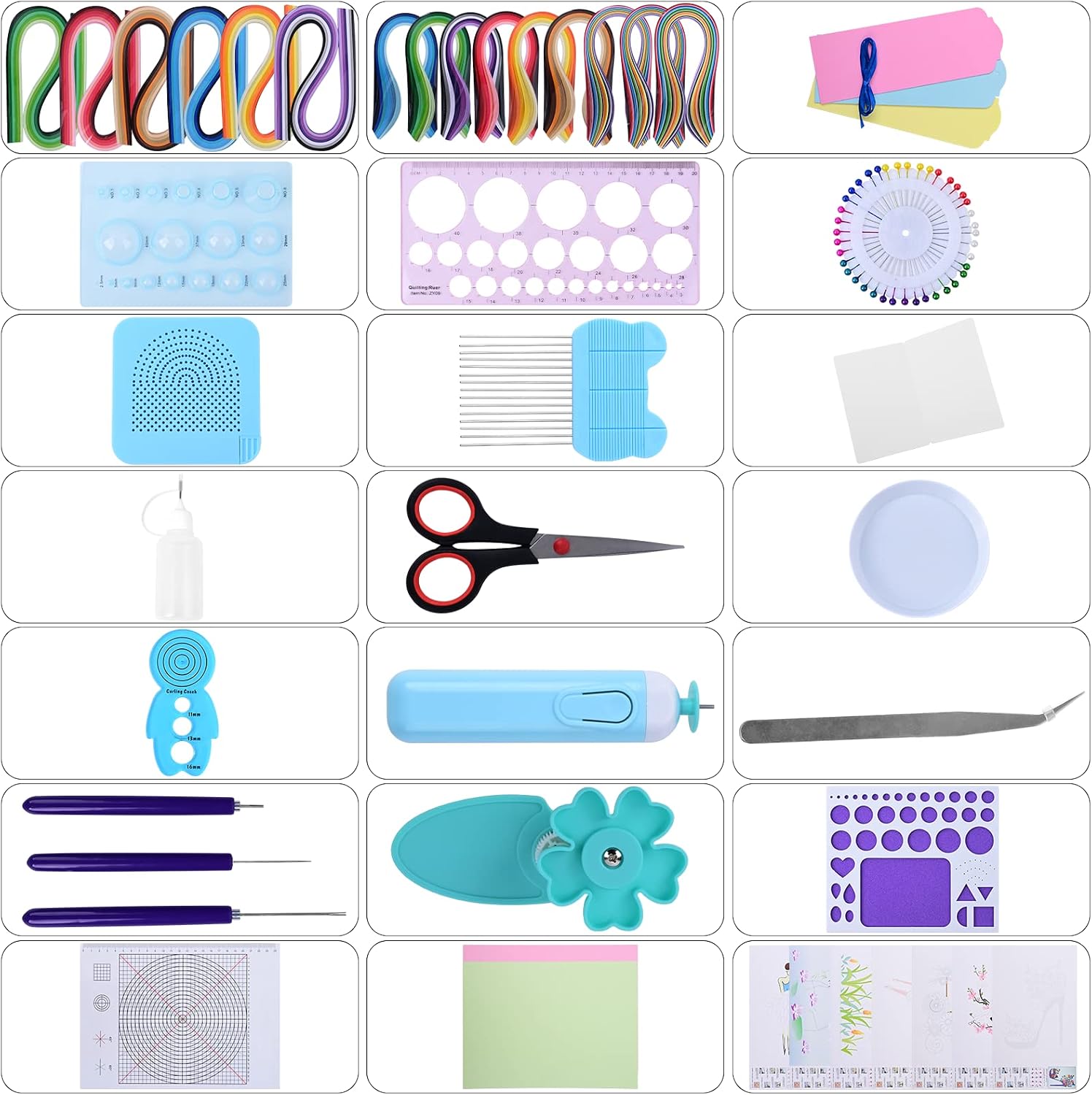 Complete Paper Quilling Kit with 1860 Strips, Electric Pen and Tools