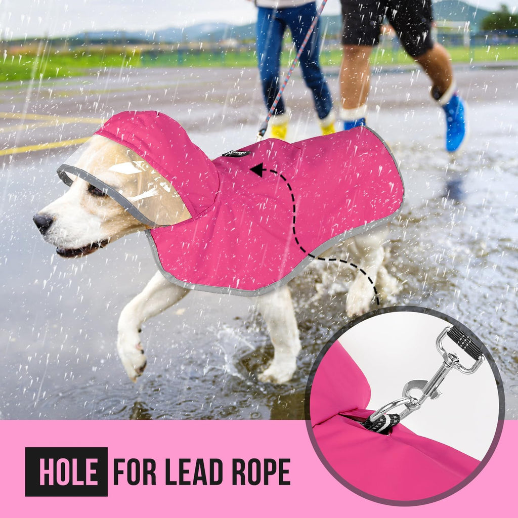 Lukovee Dog Raincoat, Waterproof Rain Jacket, Clear Hood & Reflective Rim