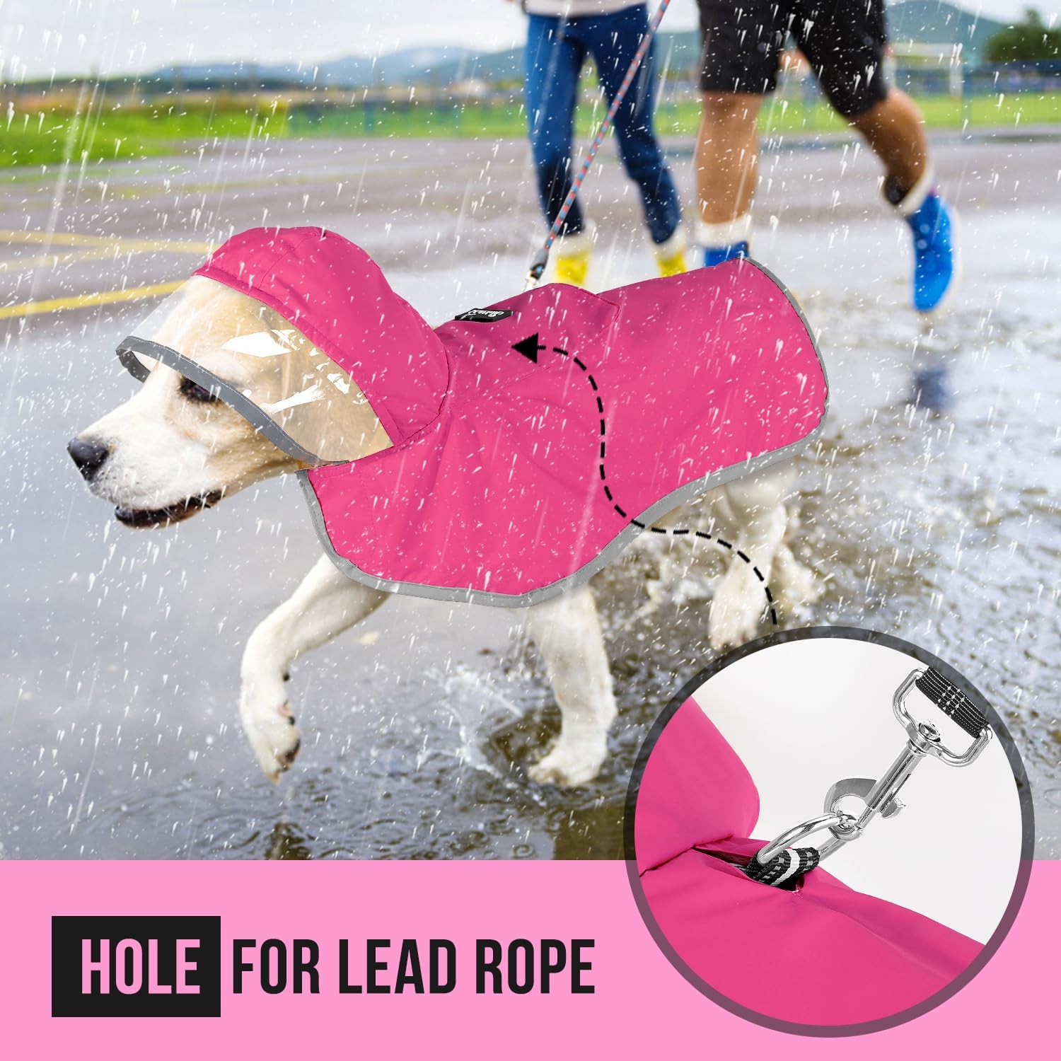 Lukovee Dog Raincoat, Waterproof Rain Jacket, Clear Hood & Reflective Rim