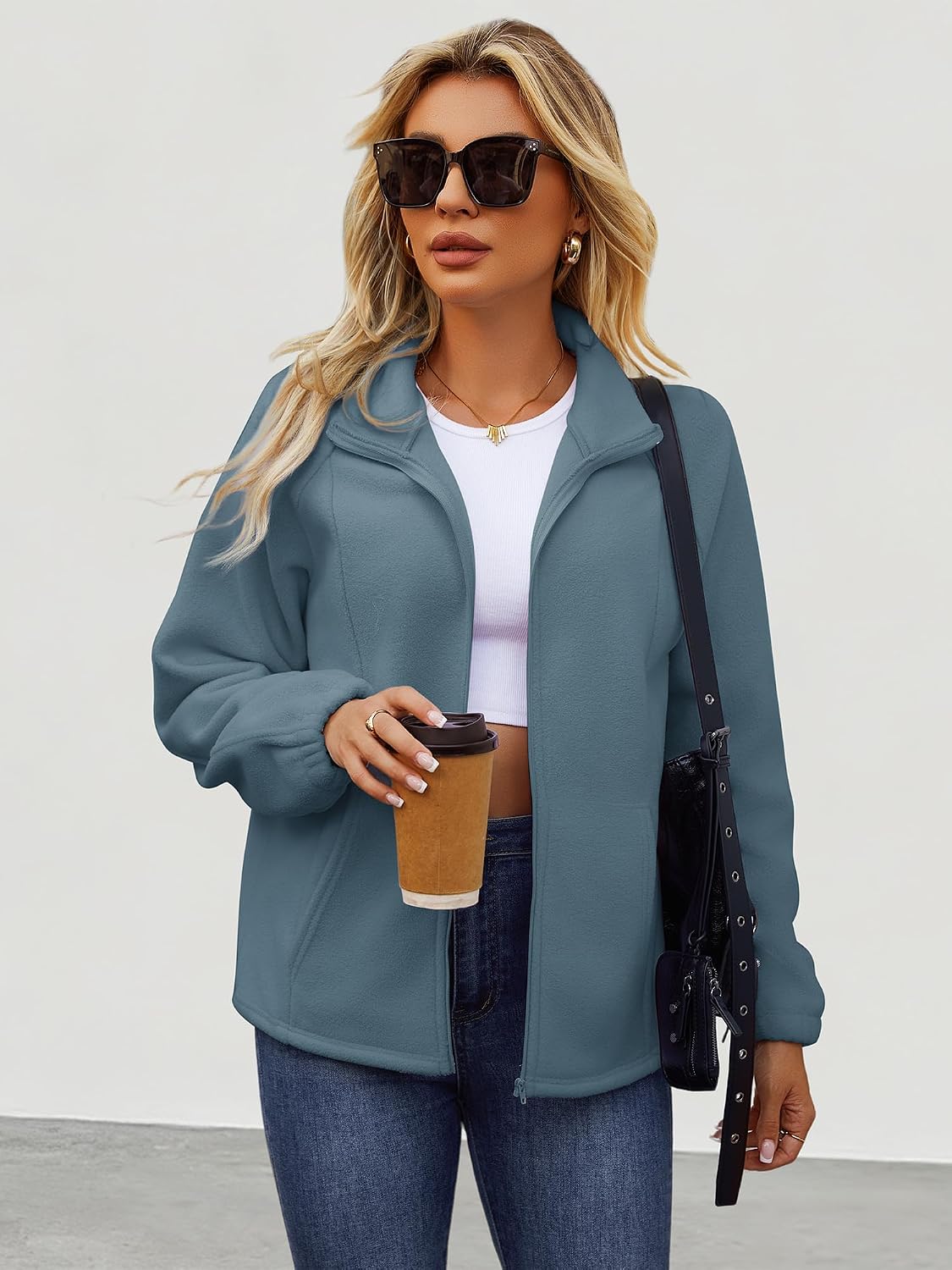 UEAL Womens Zip Up Fleece Jacket