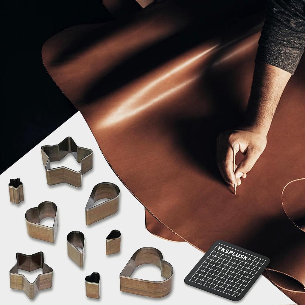 9 Pcs Leather Hole Cutter Set, 9 Sizes Teardrop Shaped Cutting Dies Tool, Cutting Mold Punching Die Set for DIY Craft, Leather Cutter Hollow Punching with Box