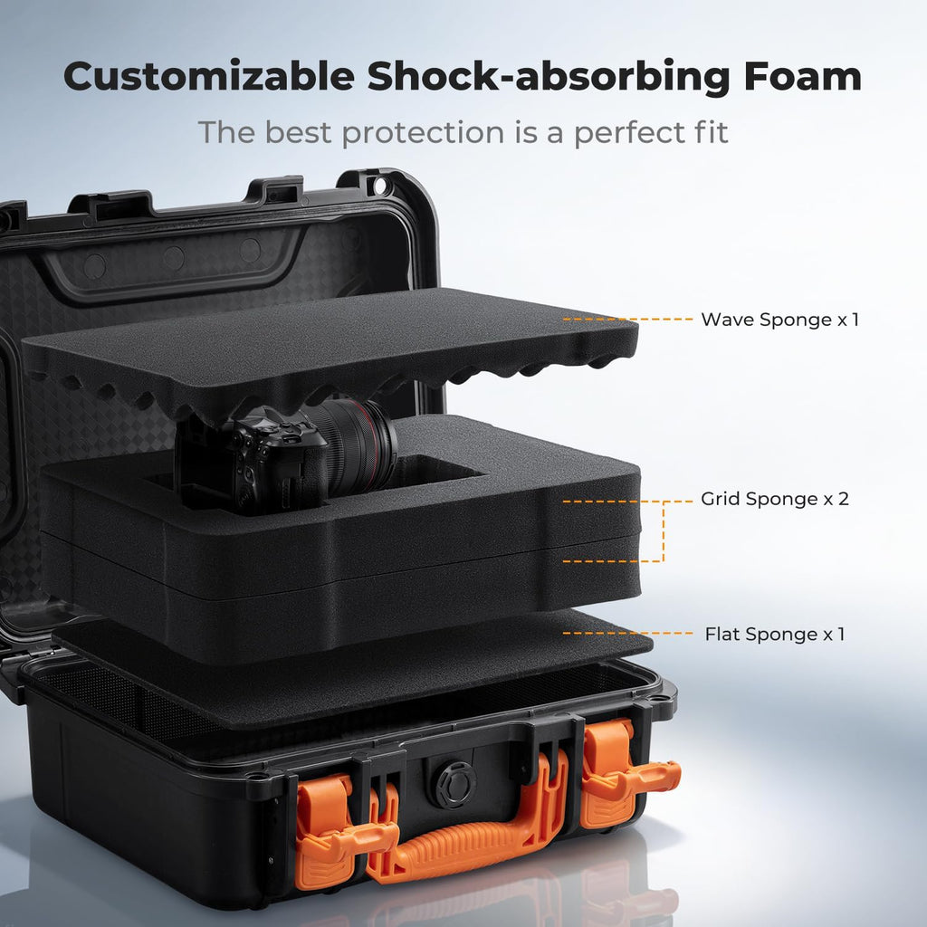 K&F CONCEPT Waterproof Hard Case, IP67 Protective Case with Pre-Scored Foam