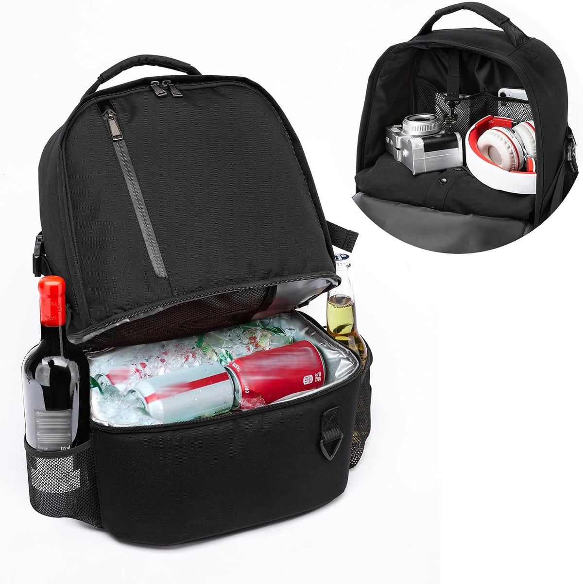 TUGUAN Dual Compartment Cooler Backpack Insulated 16Cans Lunch Box Backpack