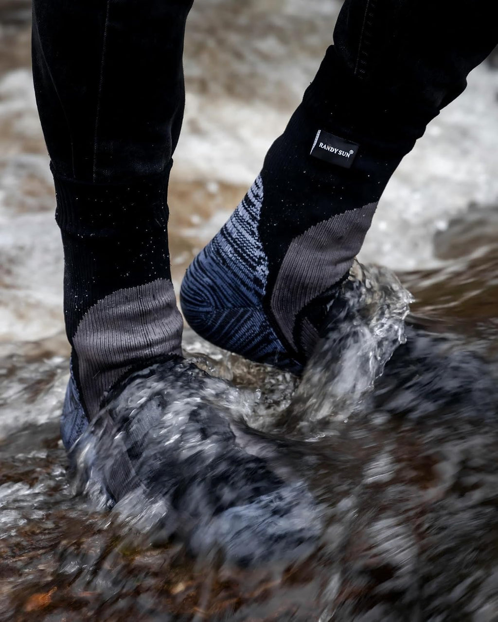 RANDY SUN Waterproof Socks, Unisex Hiking Wading Trail Running Kayaking Crew Socks