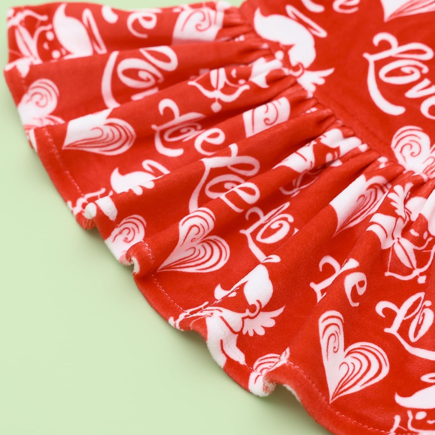 CuteBone Turtleneck Dog Velvet Dress Valentine's Day Puppy Skirt Costume Pet Clothes Cat Apparel with Bow Hair Rope for Small Dogs CVD19S