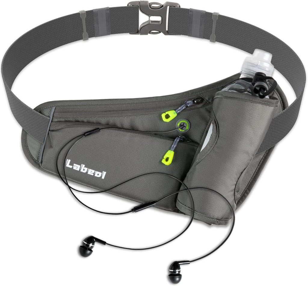 Running Belt, Waterproof Hydration Belt with Water Bottle Holder Hiking Walking Waist Pack Reflective Adjustable Fanny Pack Compatible for Phone Waistband Outdoor