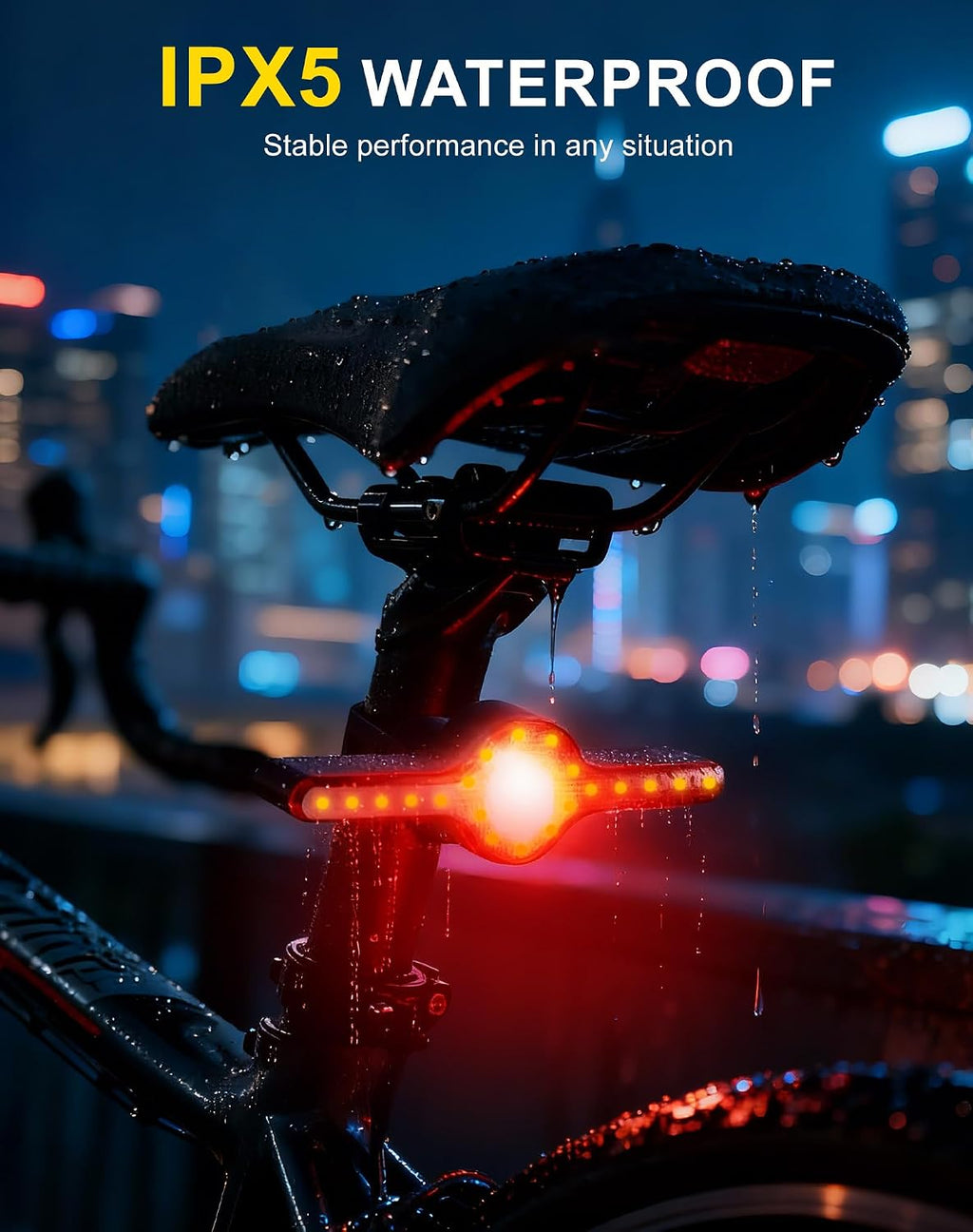 X8 Smart Bike Tail Light USB Rechargeable, 21* LED 300 Lumens Bike Lights for Night Riding, with Turn Signals & Brake Sensing, 9 Modes for Night Riding- Long Lasting Bicycle Lights