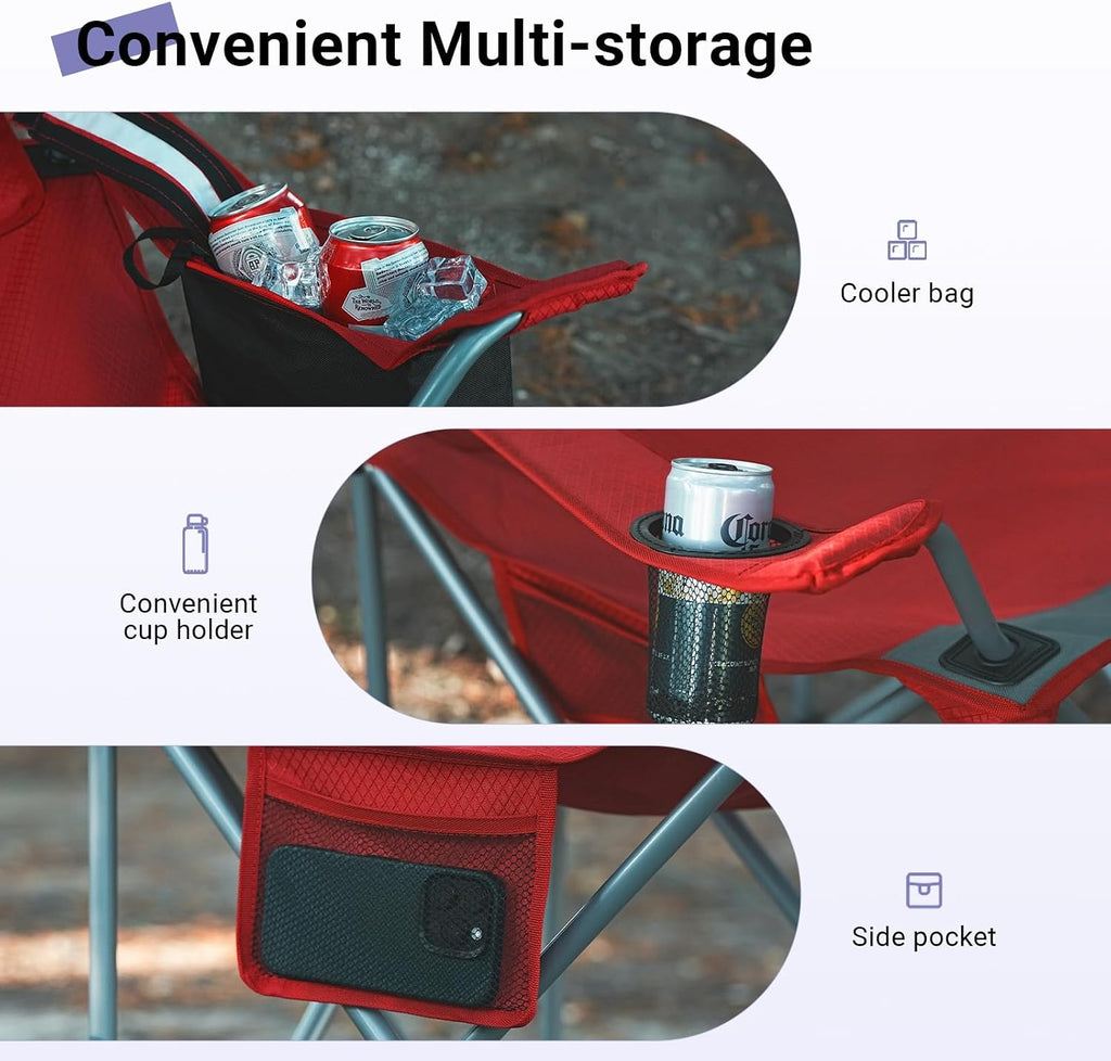 Byliable Camping Chairs Portable Lightweight Folding Lawn Chairs, Red