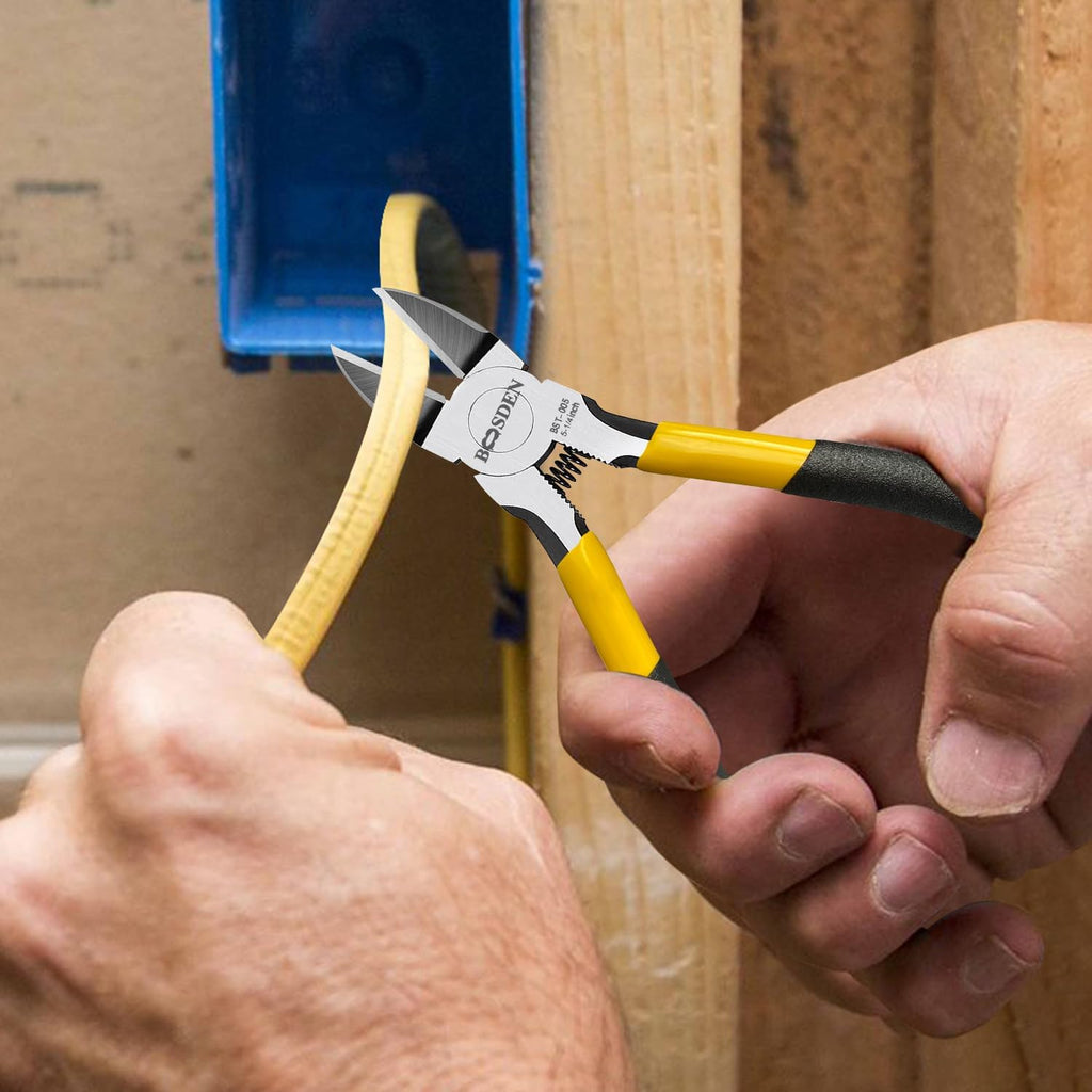 BOOSDEN Wire Cutter 5 inch Cutting Pliers Diagonal Cutter Snipper 5 Pack
