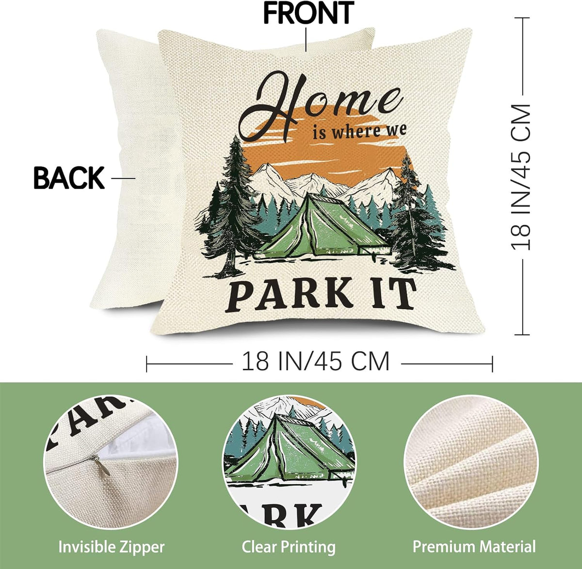 Camper Decorative Throw Pillow Covers 18 x 18 Set of 4