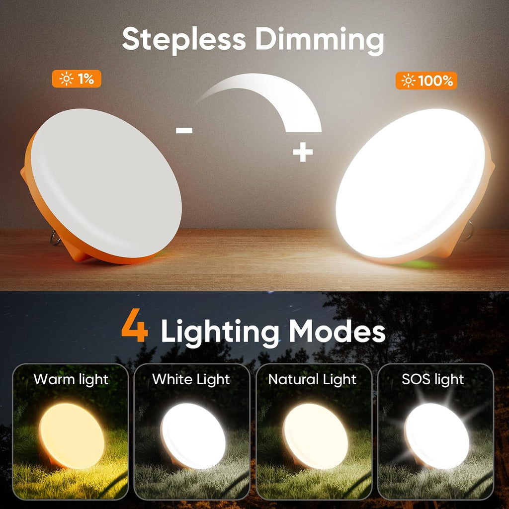 Eventek Camping Lights 12000mAh, Ultra Bright LED Camping Lantern with 4 Modes & Magnetic, IPX5 Waterproof Rechargeable Tent Lights for Power Outages, Tent, Hiking, Emergency - Orange