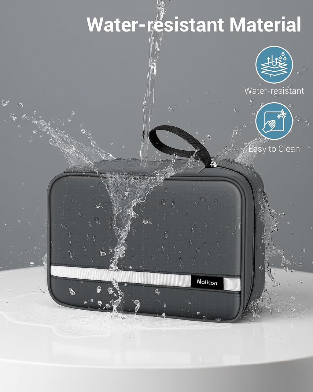 Maliton Toiletry Bag for Men & Women Travel Toiletry Bag Hanging Toiletry Bag Hygiene Organizer with 4 Compartments Waterproof Bathroom Shower Bag Large Toiletries Travel Bag (Gray)