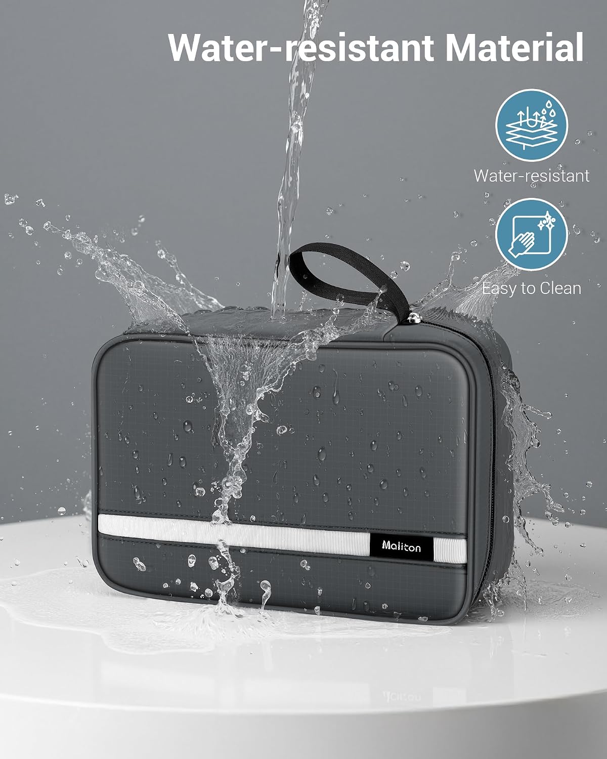 Maliton Toiletry Bag for Men & Women Travel Toiletry Bag Hanging Toiletry Bag Hygiene Organizer with 4 Compartments Waterproof Bathroom Shower Bag Large Toiletries Travel Bag (Gray)