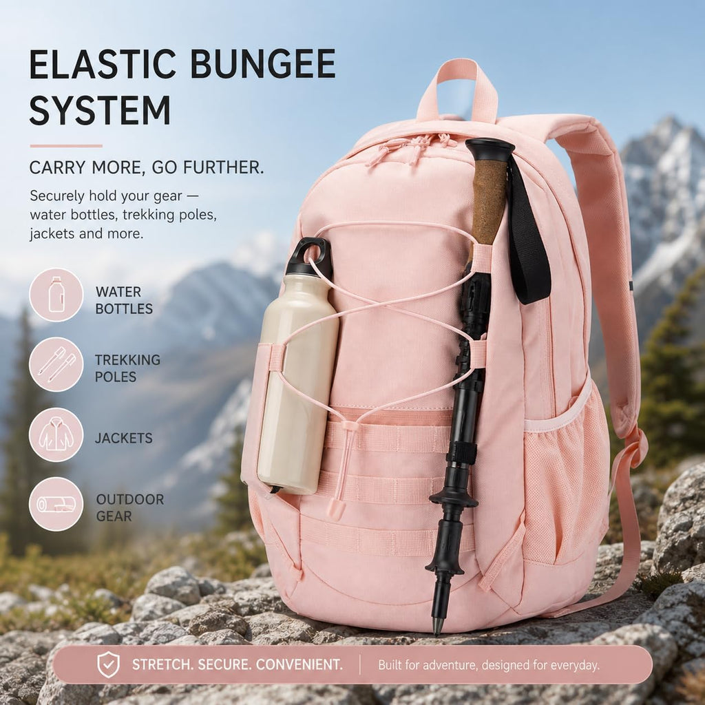 Hiking Travel Backpacks Men and Women, Lightweight Waterproof Laptop Backpack Outdoor Camping Backpack Hiking Daypack for Travel, Trekking, Work 26L (Pink)