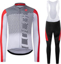 Coconut Ropamo CR Men's Cycling Clothing Set Long Sleeve Cycling Jersey Zipper Pocket Bike Outfit Cycling Bib Pants 3D Padded