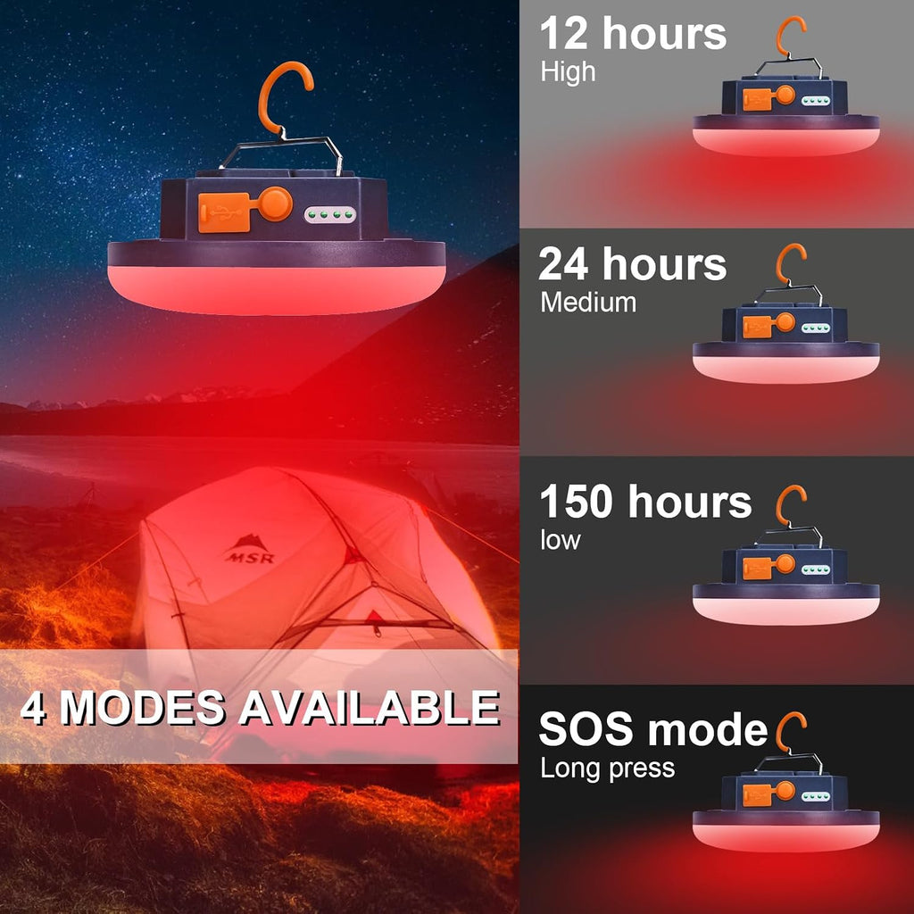 Rechargeable 3000LM Red Light Camping Light Tent Camping Lantern Fishing Lantern