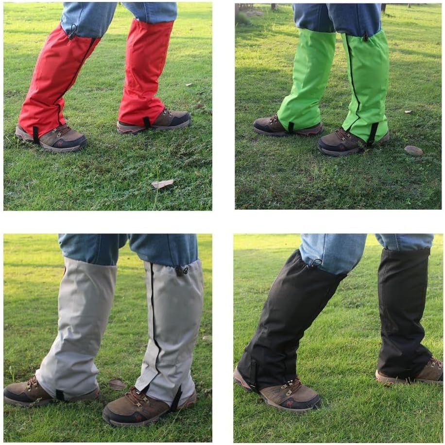 Water Proof Leg Gaiters 1 Pair - 600D Ripstop Oxford Cloth Hiking Boot Covers for Hiking and Snow, Secure Hook and Loop Closure, 17.3inch Length