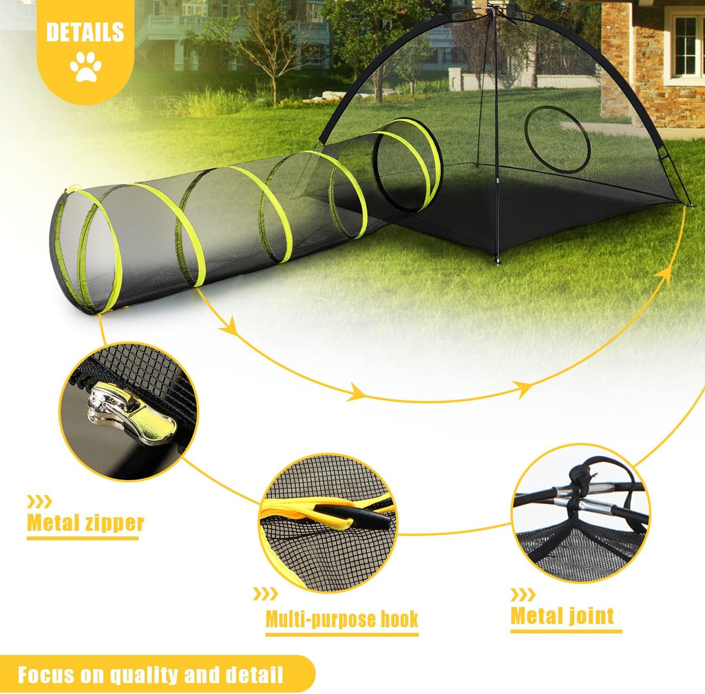 Outdoor Cat Enclosures Indoor, Portable Mesh Tent, Tunnel, Playhouse With Adjustable Harness and Leash for Walking, Colorful Tease Ball for Animals