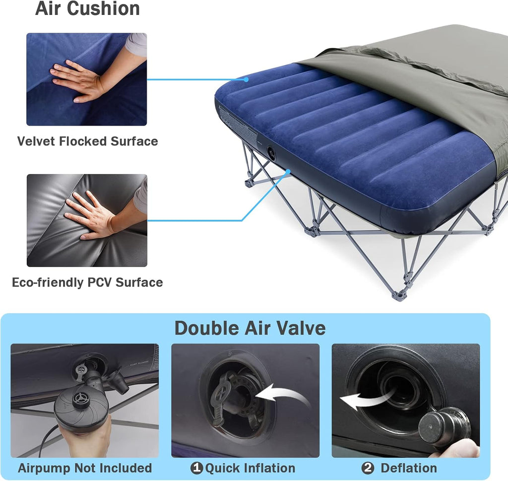 KAMPKEEPER Camping Cot for Adults with Air Mattress, No Air Pump