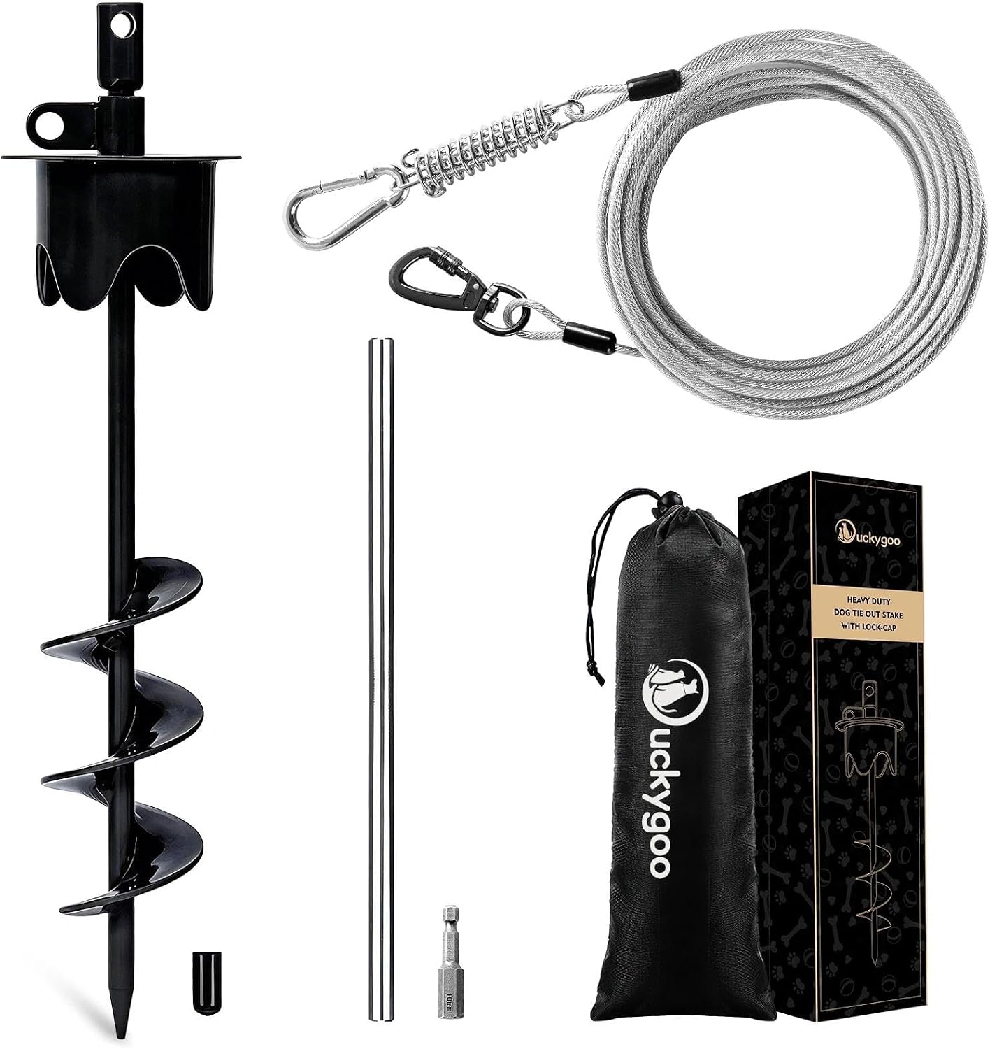 Dog Tie Out Stake for Outside, 20FT Dog Leashes for Large Dogs