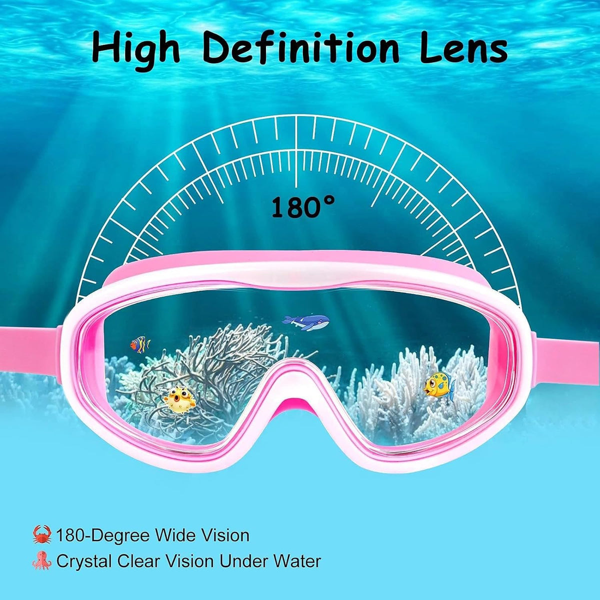 COOLOO Kids Swim Goggles for Age 3-15, 2 Pack Kids Goggles for Swimming