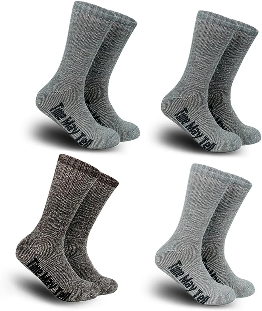Time May Tell Mens Merino Wool Hiking Cushion Socks Thermal Warm Boot Socks