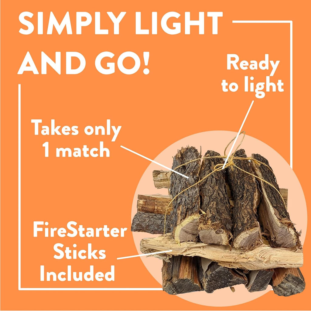 Billy Buckskin 1 Click Fire 19 LB Firewood Bundle – Juniper, Pinion & Mesquite & Fatwood Sticks - Split, Seasoned Firewood Logs for Fire Pit, Campfire, Fireplace, Wood Stoves and Outdoor Grilling