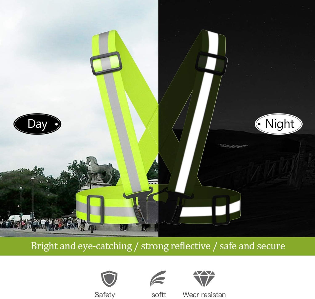 Reflective Vest Running Gear 3Pack, Adjustable Safety Vests High Visible Reflective Belt Straps