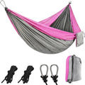 Camping Hammocks, Portable Parachute with Tree Straps (Pink & Gray)