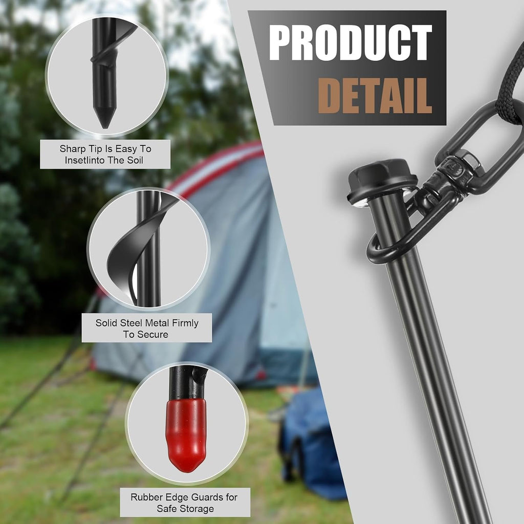Reginary 6/12/24/36 Pcs Ground Anchors Screw in Tent Stakes