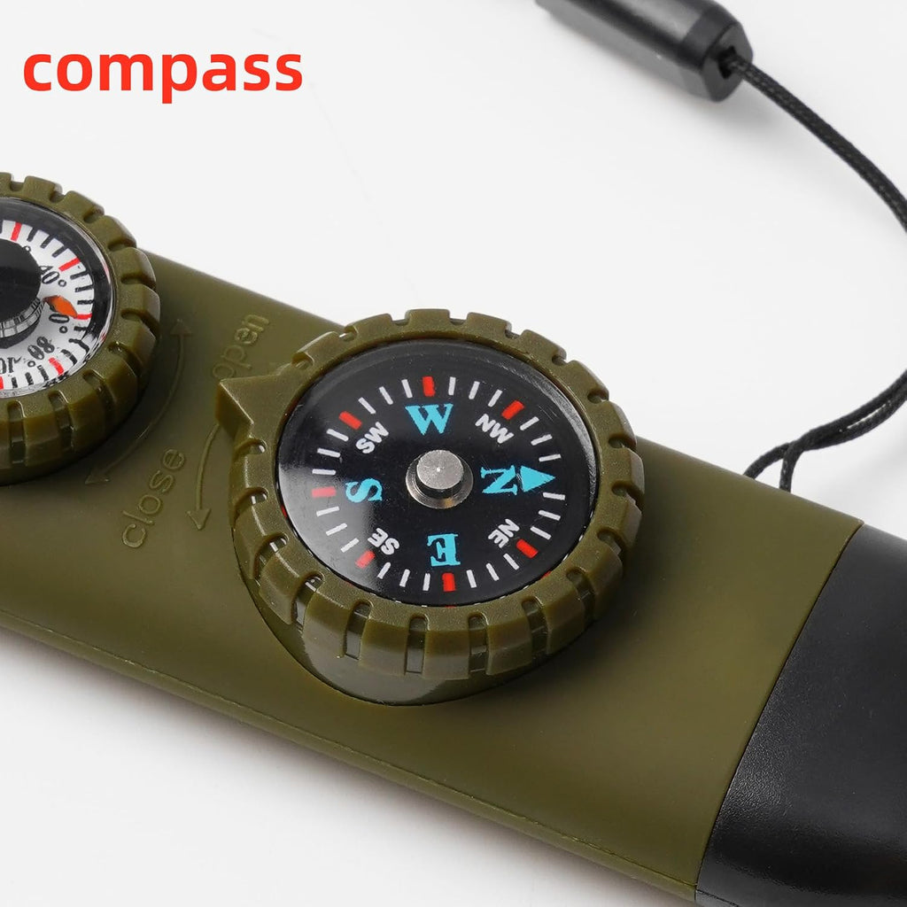 Emergency Survival Safety Whistle，Whistle for Kids with Lanyard,Compass,Thermometer,Ideal for Kayaking, Boating, Hiking, Camping, Climbing