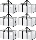 6 Pack Extra Heavy Duty Large Moving Bags with Strong Zipper, White