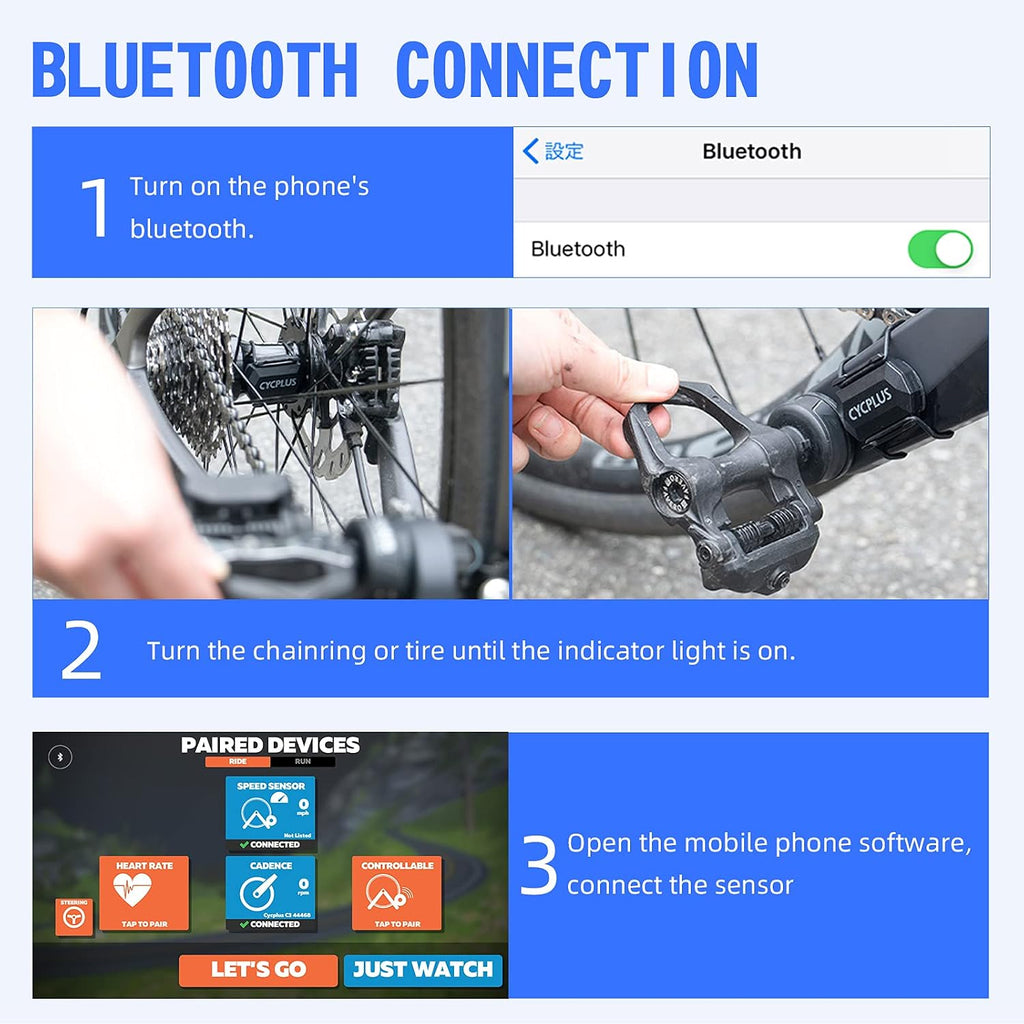 CYCPLUS Cycling Speed & Cadence Sensor, Bluetooth & ANT+, IP67 Waterproof