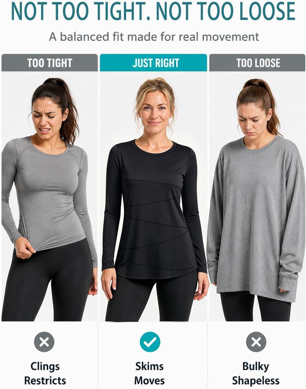 Kimmery Workout Tops for Women Long Sleeve Shirts for Women Quick Dry Line Decor Yoga Tops Sizes S-3XL