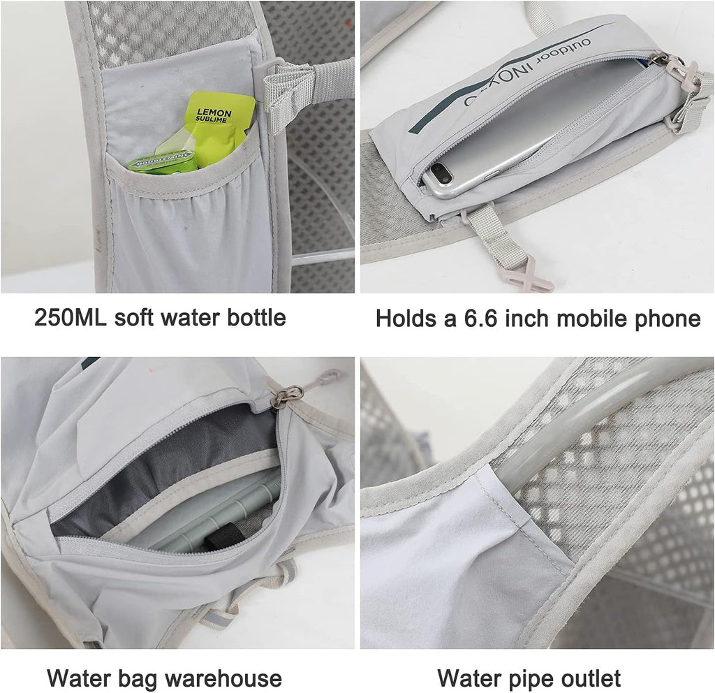 INOXTO Running Hydration Vest Backpack,Lightweight Insulated Pack with 1.5L Water Bladder Bag Daypack for Hiking Trail Running Cycling Race Marathon for Women Men