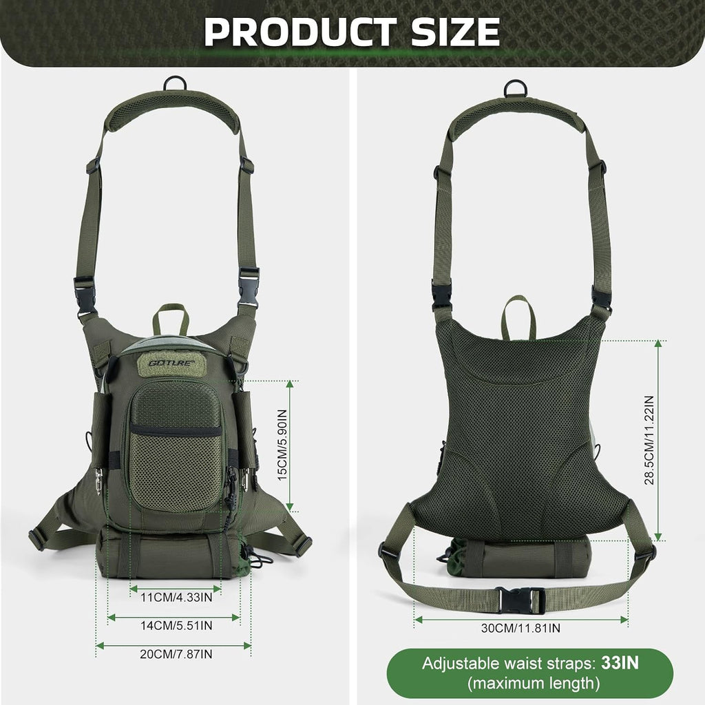 Goture Fly Fishing Chest Pack with Hard Shell Pocket & Water Bottle Holder