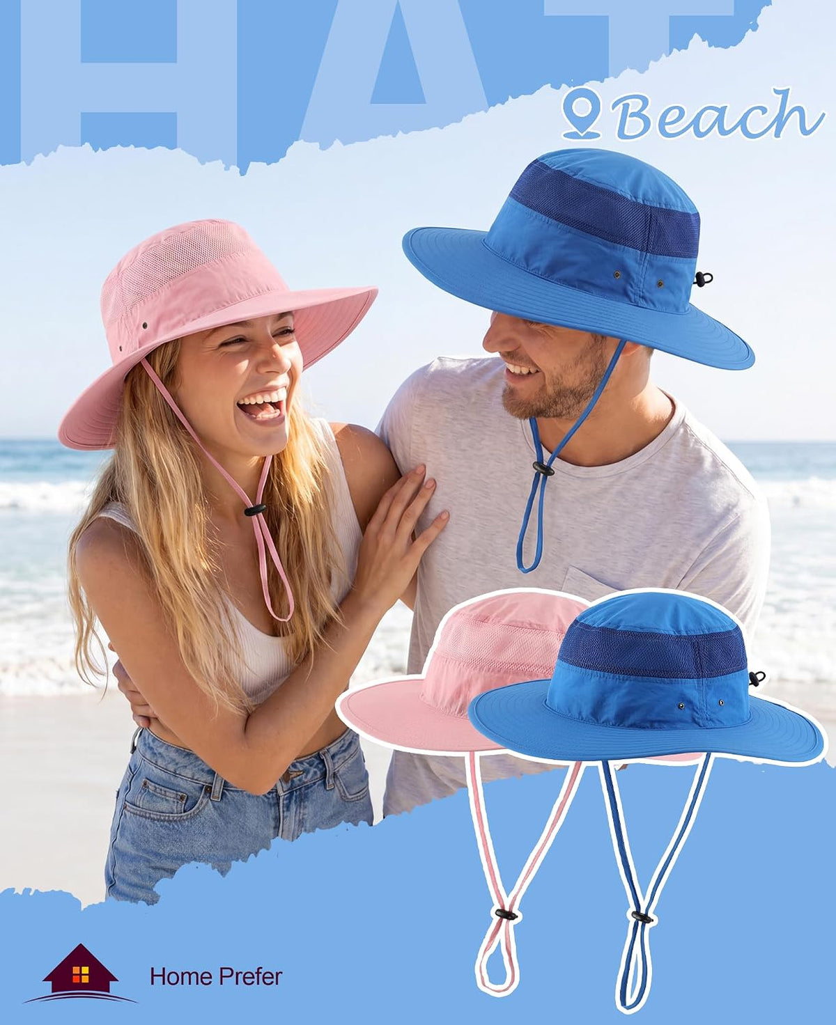 Home Prefer UPF 50+ Men's Sun Hat Wide Brim Bucket Hat UV Protection Hat for Mens Womens Beach Safari Gardening Golf Fishing